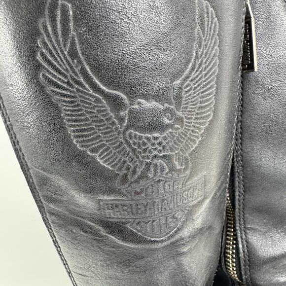 Vintage Harley-Davidson Tall Boots Women 6 Black Riding Eagle Logo Leather - Picture 6 of 16